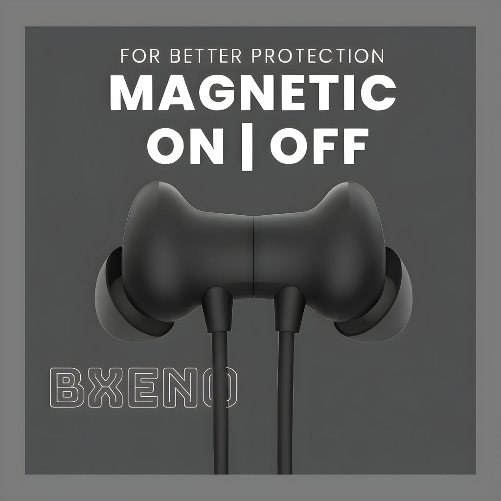 BXENO Buds Wireless 5 Lite MAGNETIC POWER OFF/ON 48Hr Neckband ENC ,Fast Charging Bluetooth Headphone
