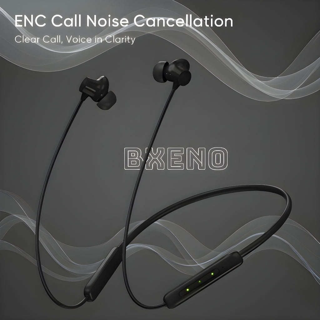 BXENO Buds Wireless 5 Lite MAGNETIC POWER OFF/ON 48Hr Neckband ENC ,Fast Charging Bluetooth Headphone
